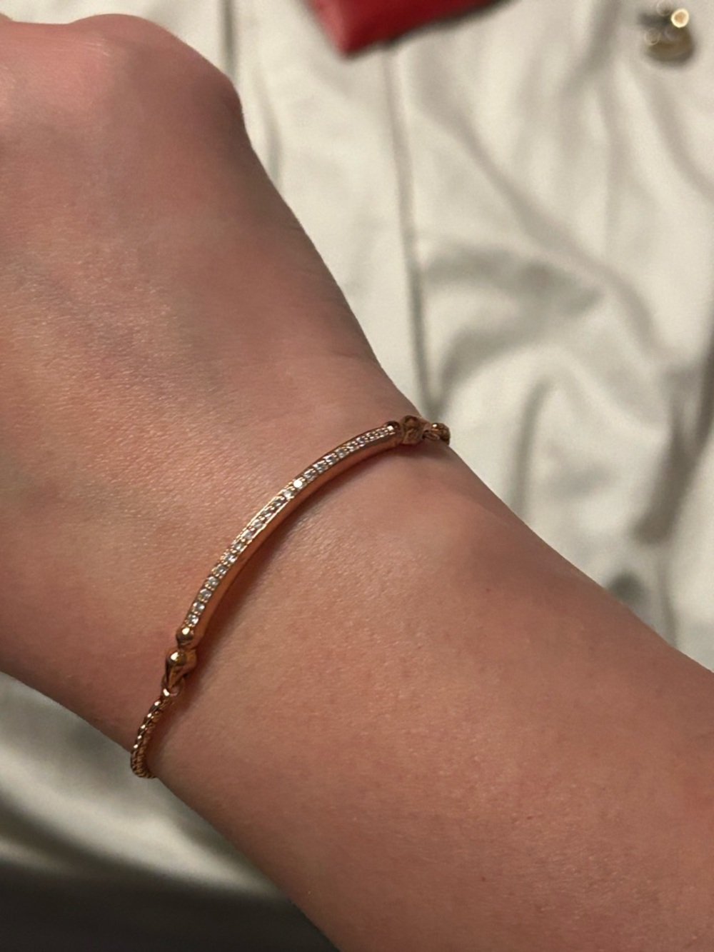 Kendra Scott Ott Delicate Rose Gold Bar Bracelet with Crystal Accents